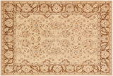 Shabby Chic Ziegler Antonina Beige Brown Hand-Knotted Wool Rug - 7'10'' x 10'6''