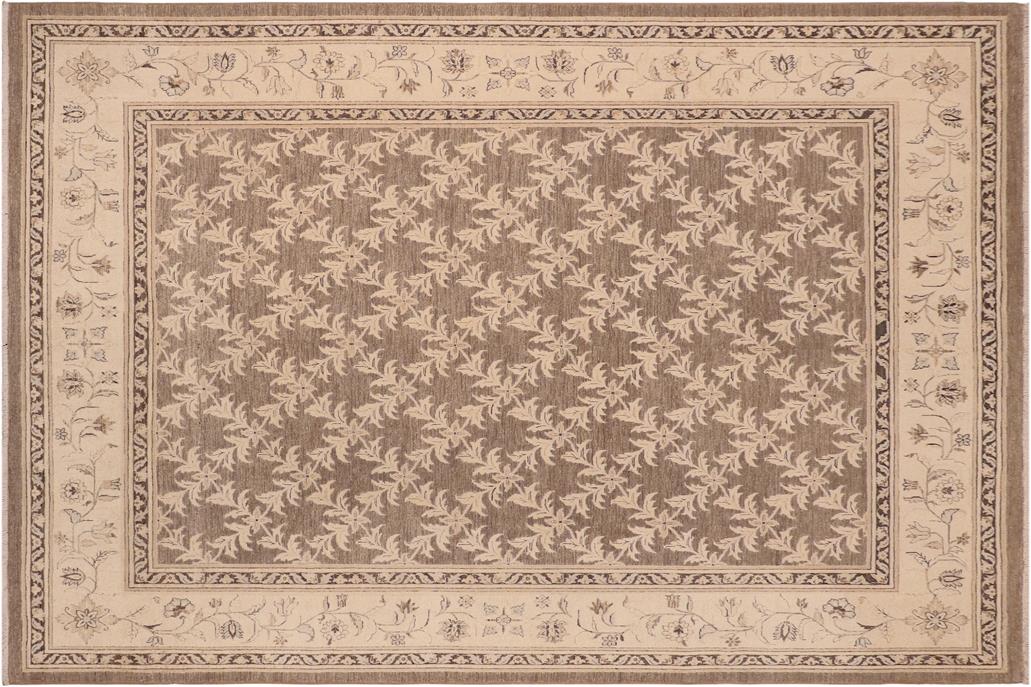 handmade Transitional Kafkaz Chobi Ziegler Brown Beige Hand Knotted RECTANGLE 100% WOOL area rug 8 x 10