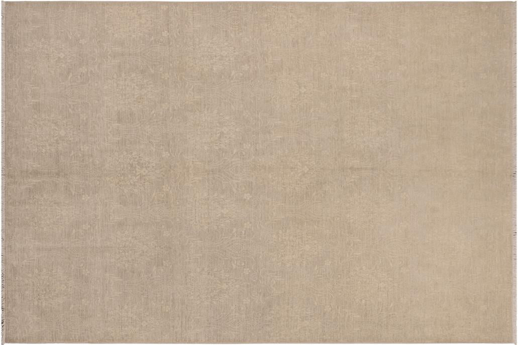 handmade Transitional Kafkaz Chobi Ziegler Gray Tan Hand Knotted RECTANGLE WOOL&SILK area rug 8 x 10