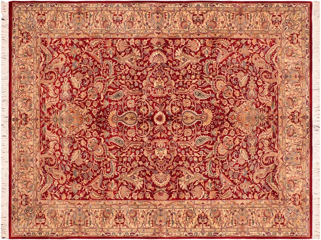 handmade Traditional Aness Red Beige Hand Knotted RECTANGLE 100% WOOL area rug 6x9
