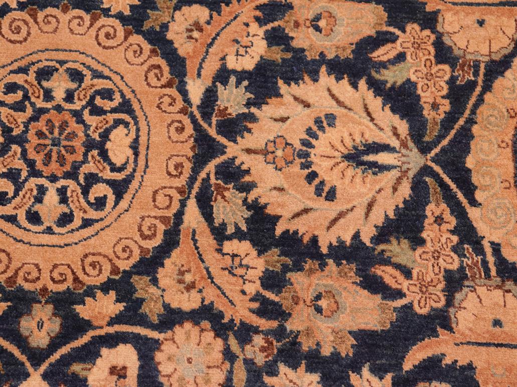 handmade Traditional Agra Tabriz Blue Tan Hand Knotted RECTANGLE 100% WOOL area rug 8x10