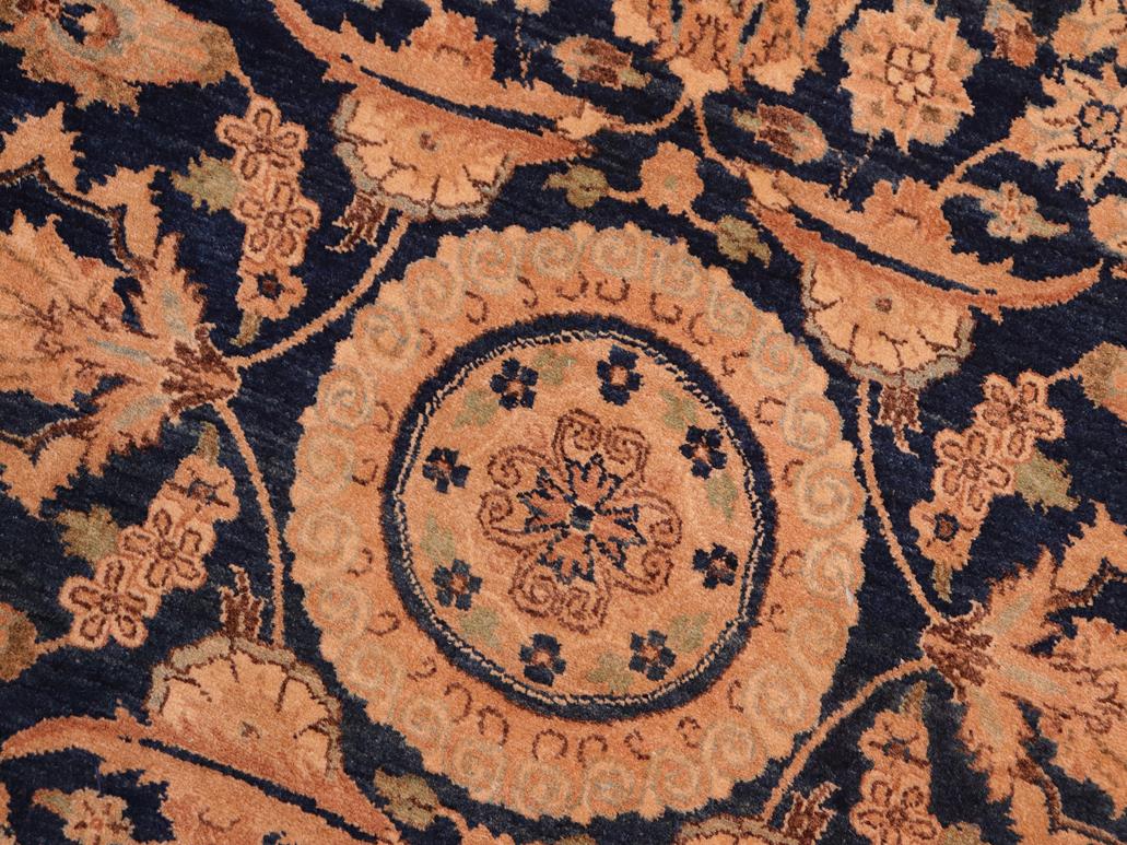 handmade Traditional Agra Tabriz Blue Tan Hand Knotted RECTANGLE 100% WOOL area rug 8x10