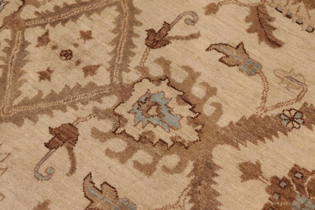 handmade Traditional Kafkaz Chobi Ziegler Beige Blue Hand Knotted RECTANGLE 100% WOOL area rug 9 x 13