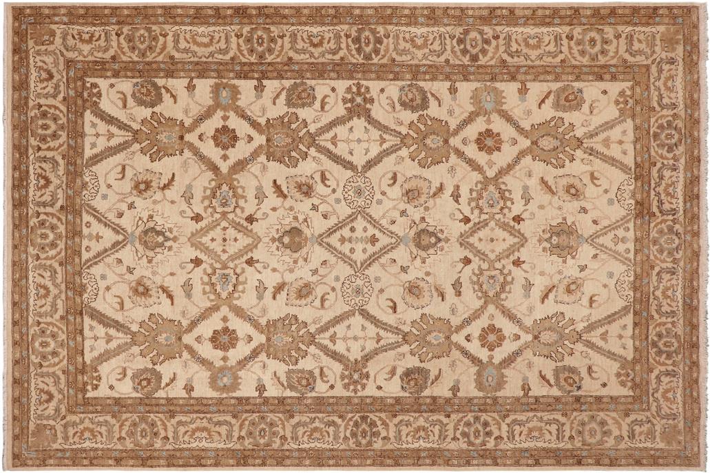 handmade Traditional Kafkaz Chobi Ziegler Beige Blue Hand Knotted RECTANGLE 100% WOOL area rug 9 x 13