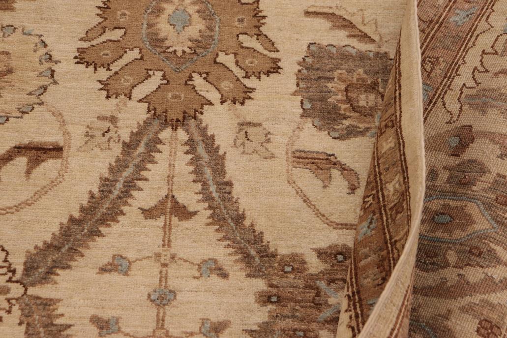 handmade Traditional Kafkaz Chobi Ziegler Beige Blue Hand Knotted RECTANGLE 100% WOOL area rug 9 x 13