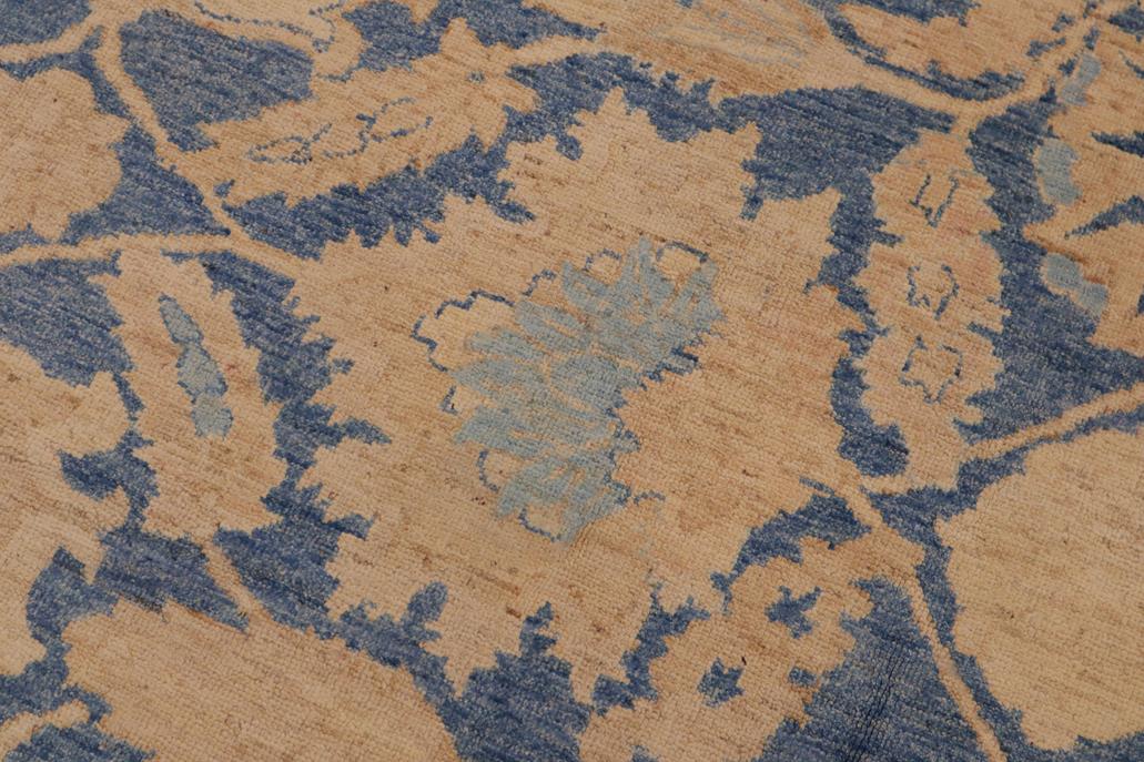 handmade Traditional Kafkaz Chobi Ziegler Blue Beige Hand Knotted RECTANGLE 100% WOOL area rug 9 x 12