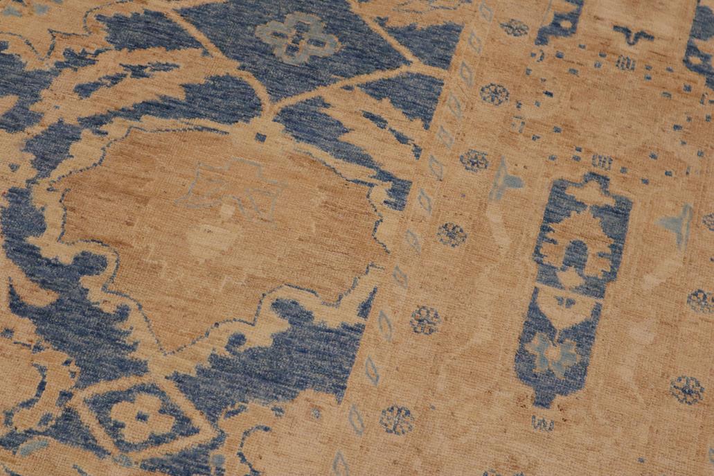 handmade Traditional Kafkaz Chobi Ziegler Blue Beige Hand Knotted RECTANGLE 100% WOOL area rug 9 x 12