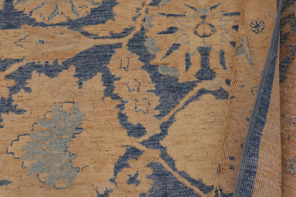 handmade Traditional Kafkaz Chobi Ziegler Blue Beige Hand Knotted RECTANGLE 100% WOOL area rug 9 x 12