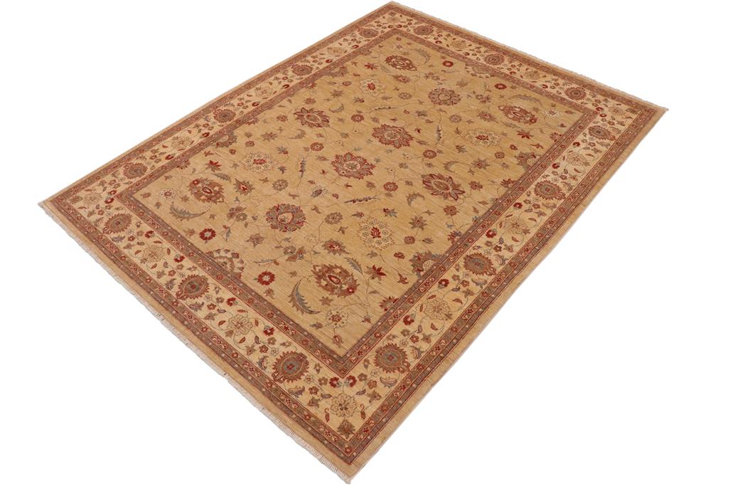 handmade Traditional Kafkaz Chobi Ziegler Tan Beige Hand Knotted RECTANGLE 100% WOOL area rug 9 x 12