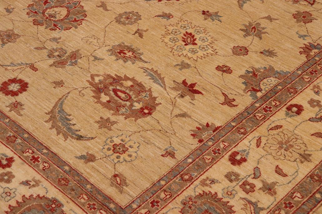 handmade Traditional Kafkaz Chobi Ziegler Tan Beige Hand Knotted RECTANGLE 100% WOOL area rug 9 x 12