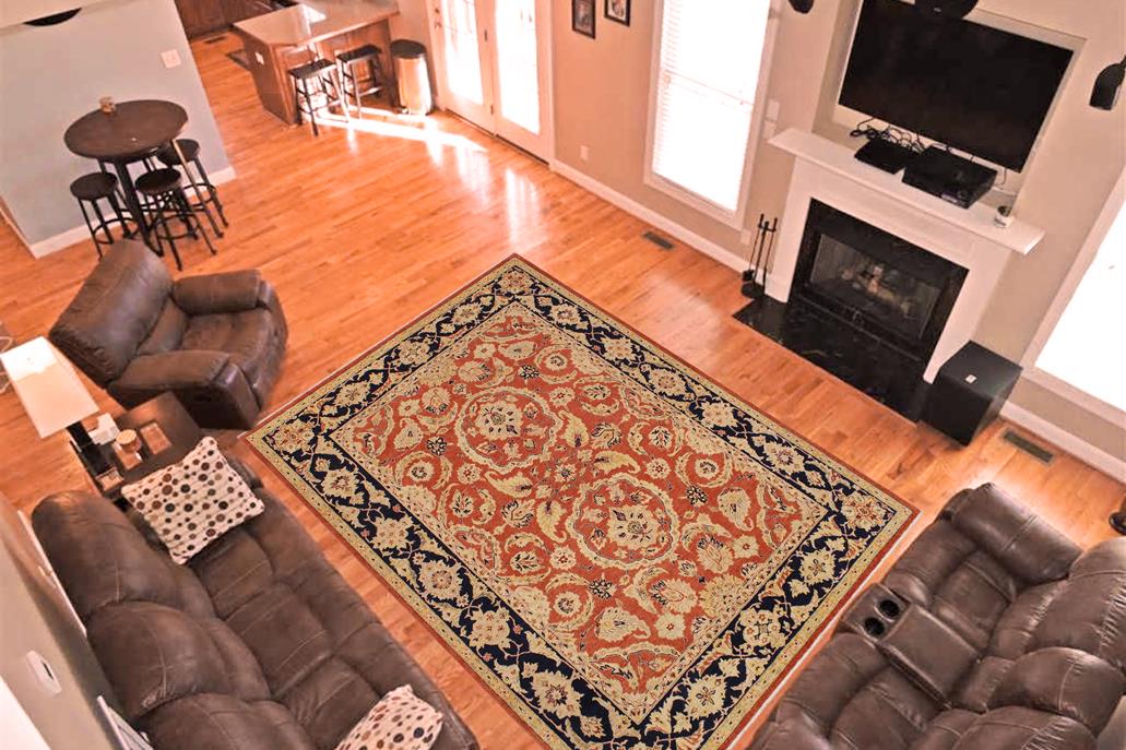 handmade Traditional Kafkaz Chobi Ziegler Rust Blue Hand Knotted RECTANGLE 100% WOOL area rug 9 x 12
