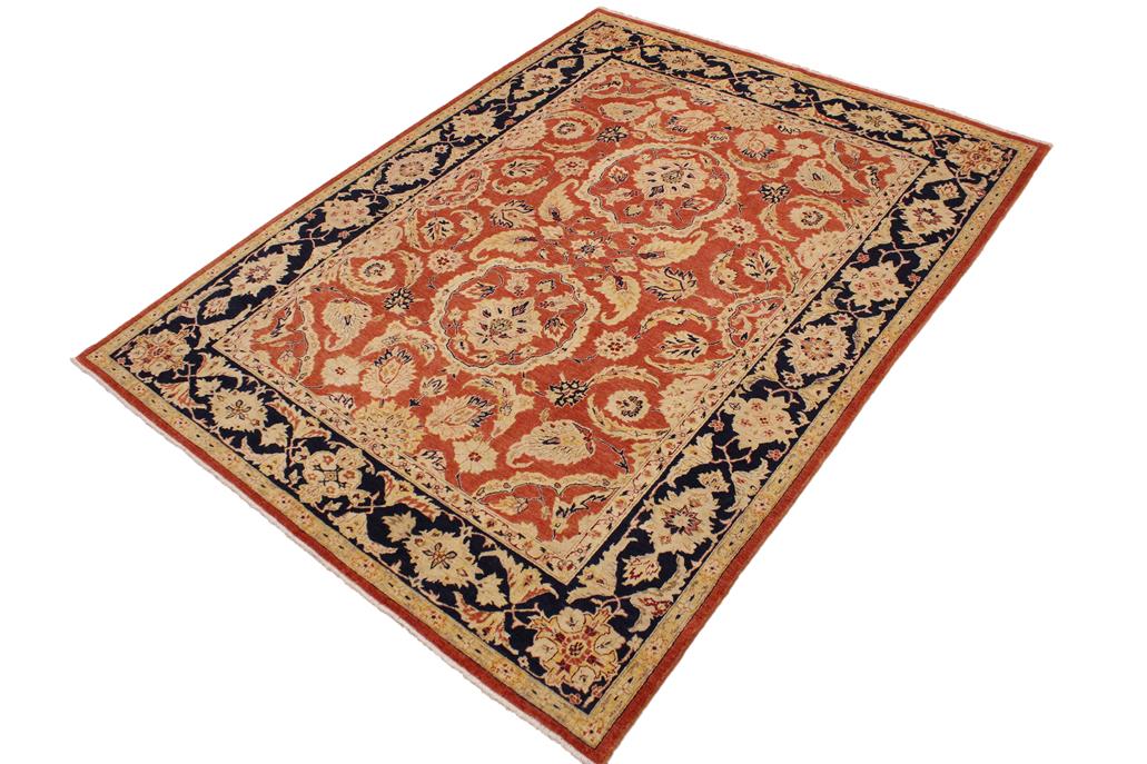 handmade Traditional Kafkaz Chobi Ziegler Rust Blue Hand Knotted RECTANGLE 100% WOOL area rug 9 x 12