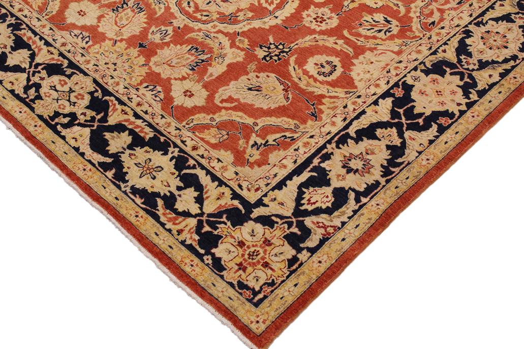 handmade Traditional Kafkaz Chobi Ziegler Rust Blue Hand Knotted RECTANGLE 100% WOOL area rug 9 x 12