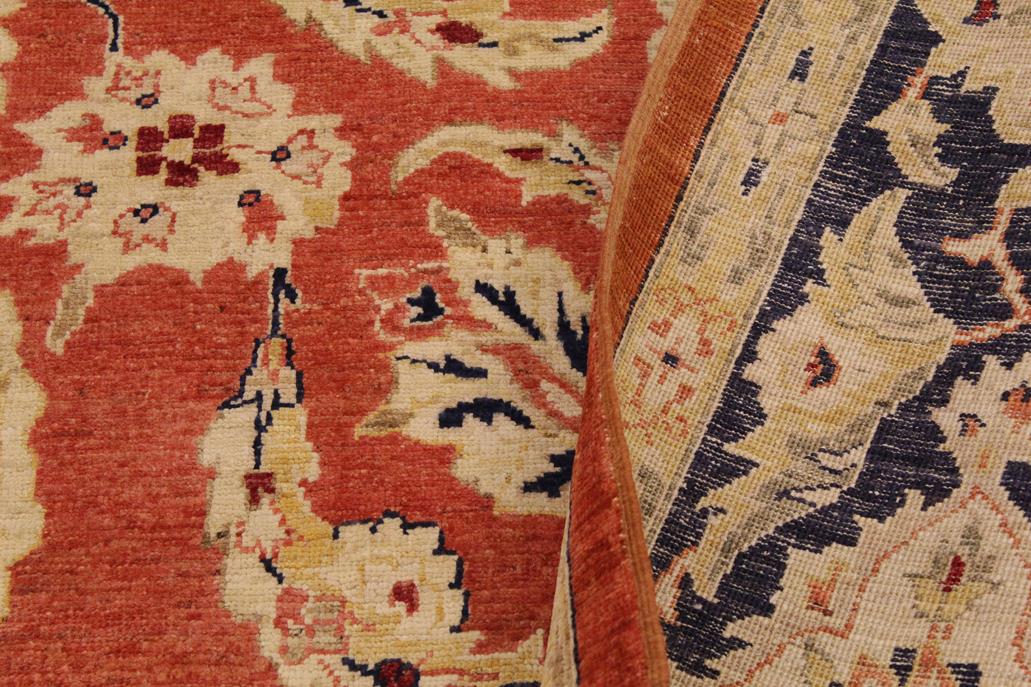 handmade Traditional Kafkaz Chobi Ziegler Rust Blue Hand Knotted RECTANGLE 100% WOOL area rug 9 x 12