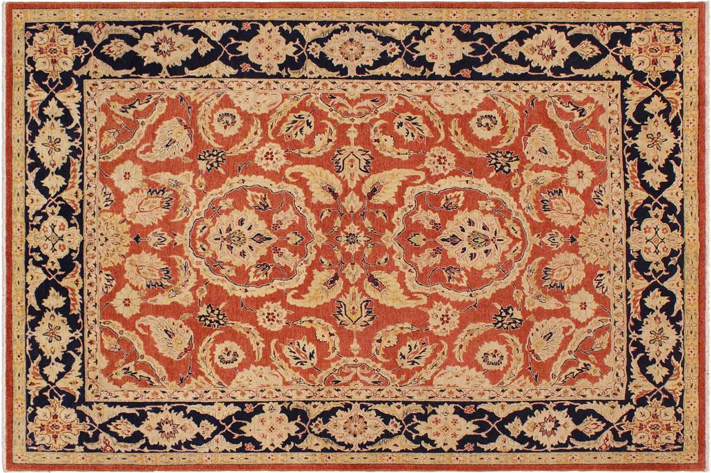 handmade Traditional Kafkaz Chobi Ziegler Rust Blue Hand Knotted RECTANGLE 100% WOOL area rug 9 x 12