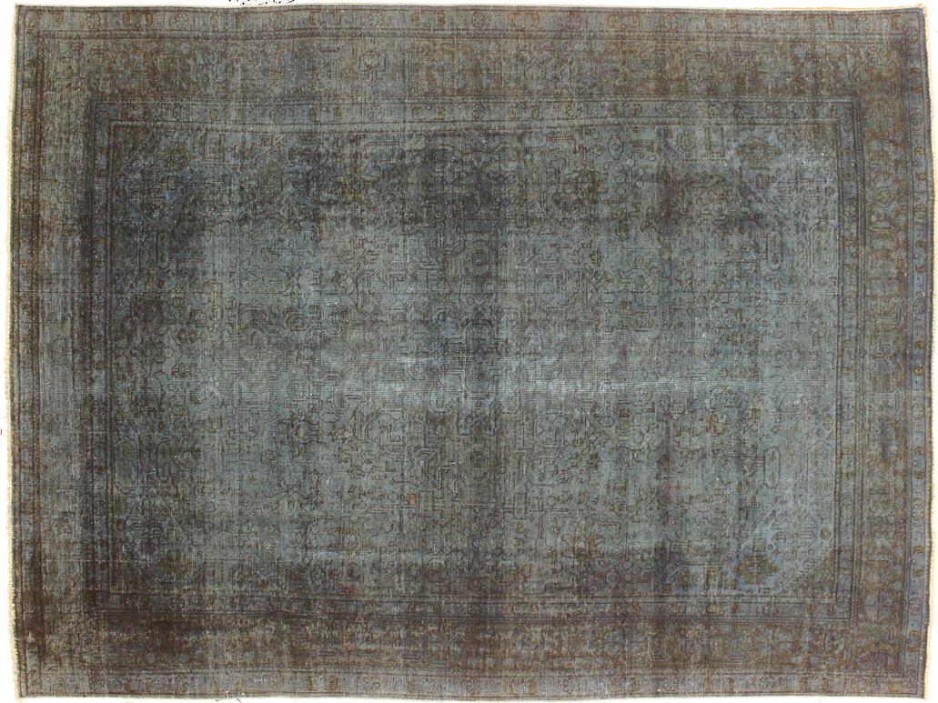 handmade Vintage Blue Brown Hand Knotted RECTANGLE 100% WOOL area rug 8x11