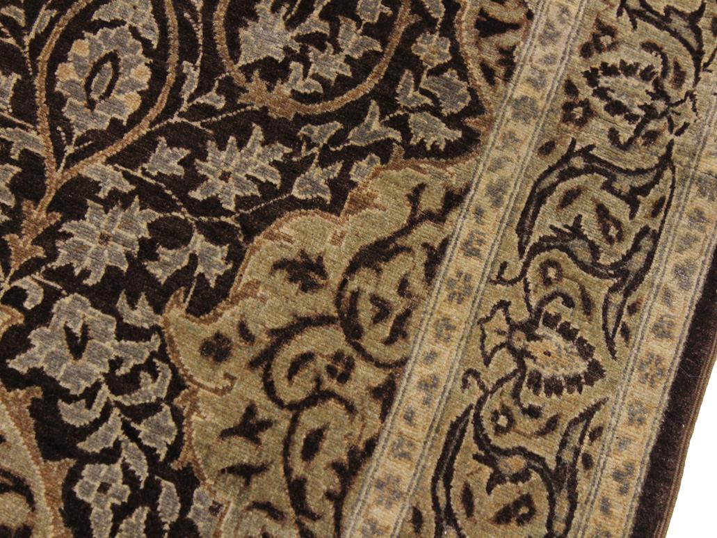 handmade Transitional Veg Dye Brown Gray Hand Knotted RUNNER 100% WOOL area rug 3x11