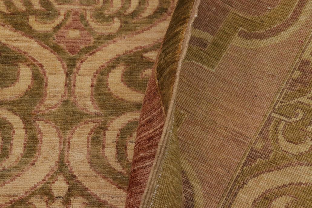 handmade Transitional Kafkaz Chobi Ziegler Green Brown Hand Knotted RECTANGLE 100% WOOL area rug 9 x 12