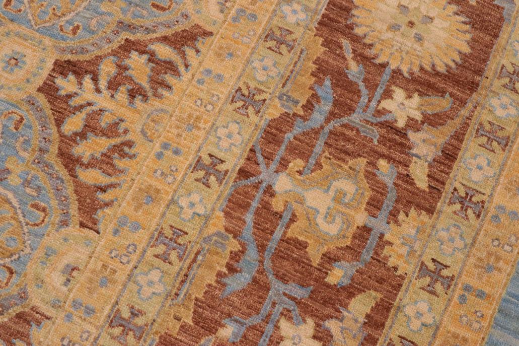 handmade Transitional Kafkaz Chobi Ziegler Lt. Blue Brown Hand Knotted RECTANGLE 100% WOOL area rug 9 x 12