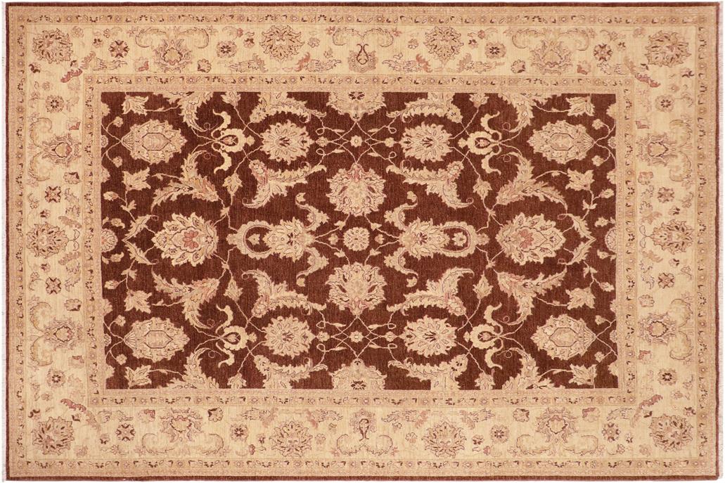 handmade Traditional Kafkaz Chobi Ziegler Brown Beige Hand Knotted RECTANGLE 100% WOOL area rug 8 x 10