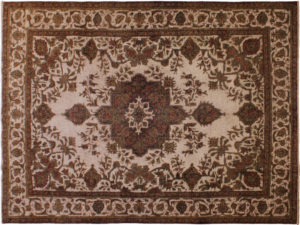 handmade Vintage Beige Red Hand Knotted RECTANGLE 100% WOOL area rug 8x10