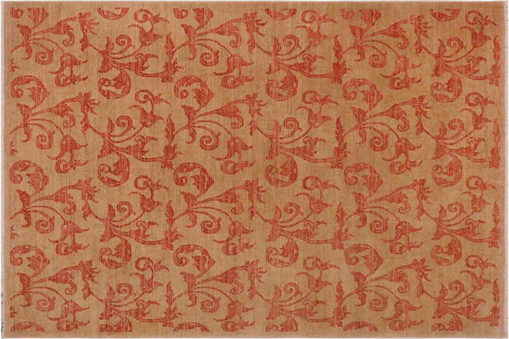 handmade Transitional Kafkaz Chobi Ziegler Tan Rust Hand Knotted RECTANGLE 100% WOOL area rug 9 x 12