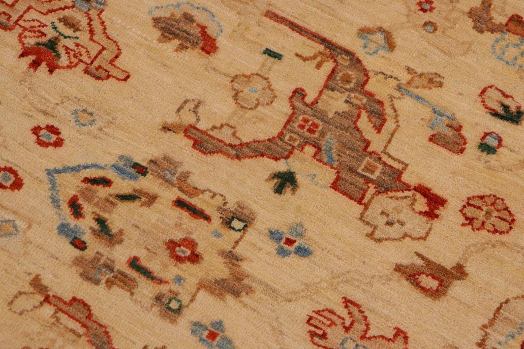 handmade Traditional Kafkaz Chobi Ziegler Tan Blue Hand Knotted RECTANGLE 100% WOOL area rug 9 x 11