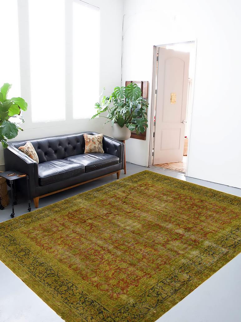 handmade Vintage Rust Blue Hand Knotted RECTANGLE 100% WOOL area rug 10x13