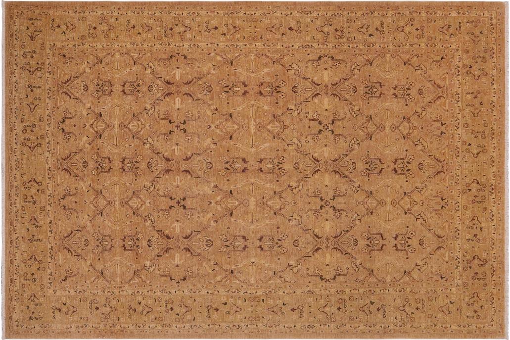 handmade Transitional Kafkaz Chobi Ziegler Tan Lt. Green Hand Knotted RECTANGLE 100% WOOL area rug 9 x 12