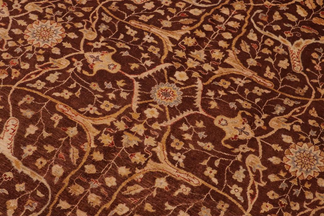 handmade Traditional Kafkaz Chobi Ziegler Brown Gray Hand Knotted RECTANGLE 100% WOOL area rug 9 x 11