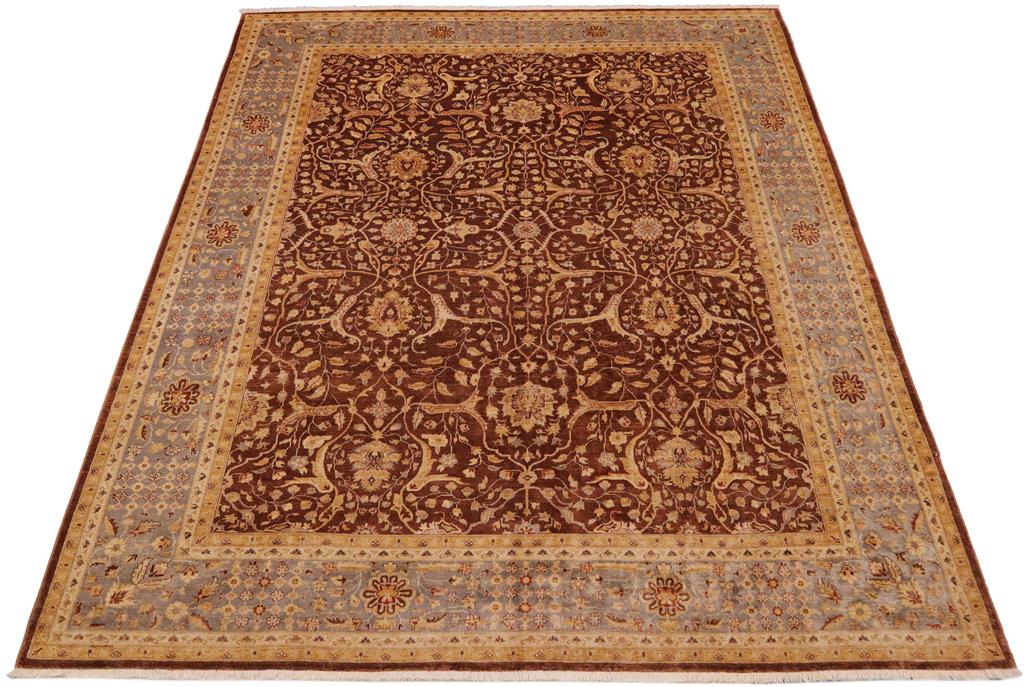 handmade Traditional Kafkaz Chobi Ziegler Brown Gray Hand Knotted RECTANGLE 100% WOOL area rug 9 x 11