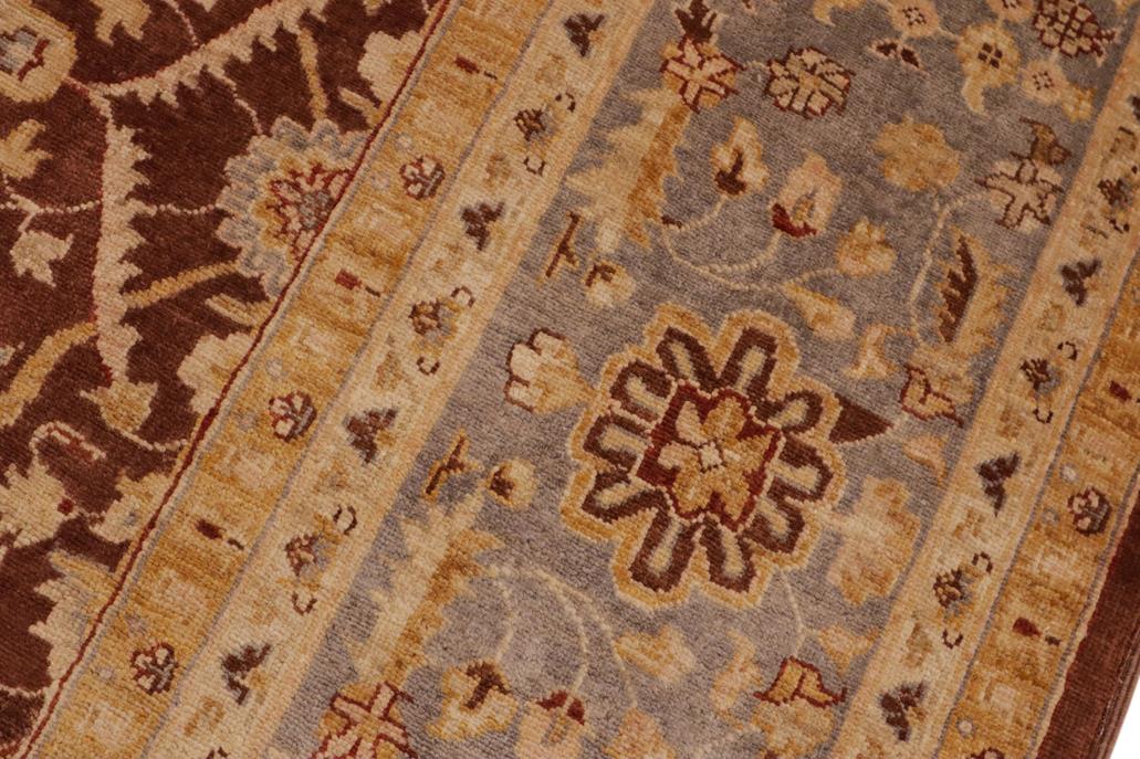 handmade Traditional Kafkaz Chobi Ziegler Brown Gray Hand Knotted RECTANGLE 100% WOOL area rug 9 x 11