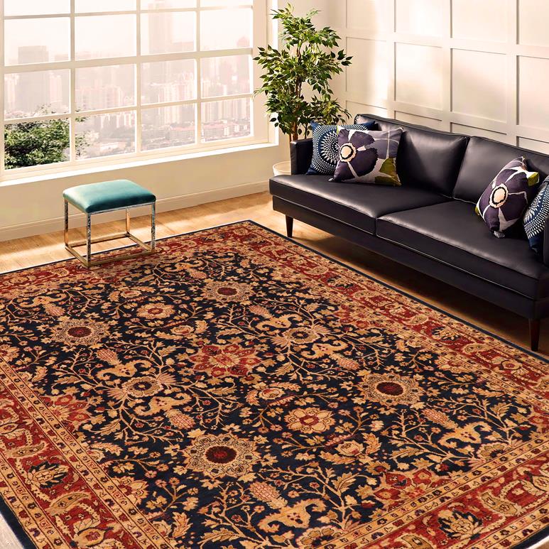 handmade Traditional Kafkaz Chobi Ziegler Blue Rust Hand Knotted RECTANGLE 100% WOOL area rug 9 x 12
