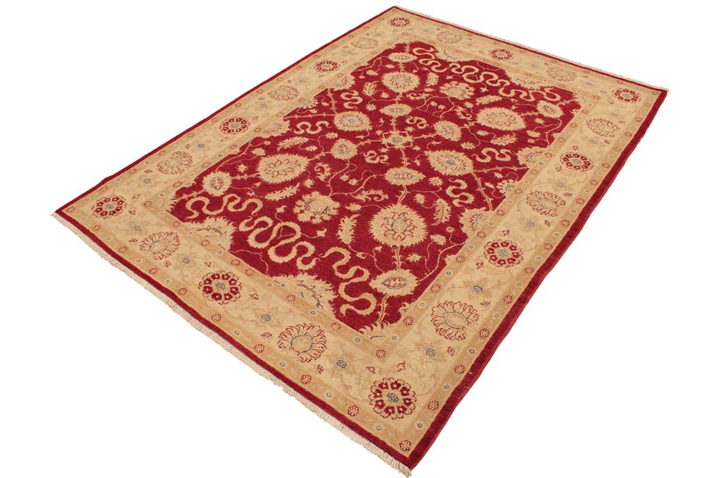 handmade Traditional Kafkaz Chobi Ziegler Red Red Hand Knotted RECTANGLE 100% WOOL area rug 5 x 8