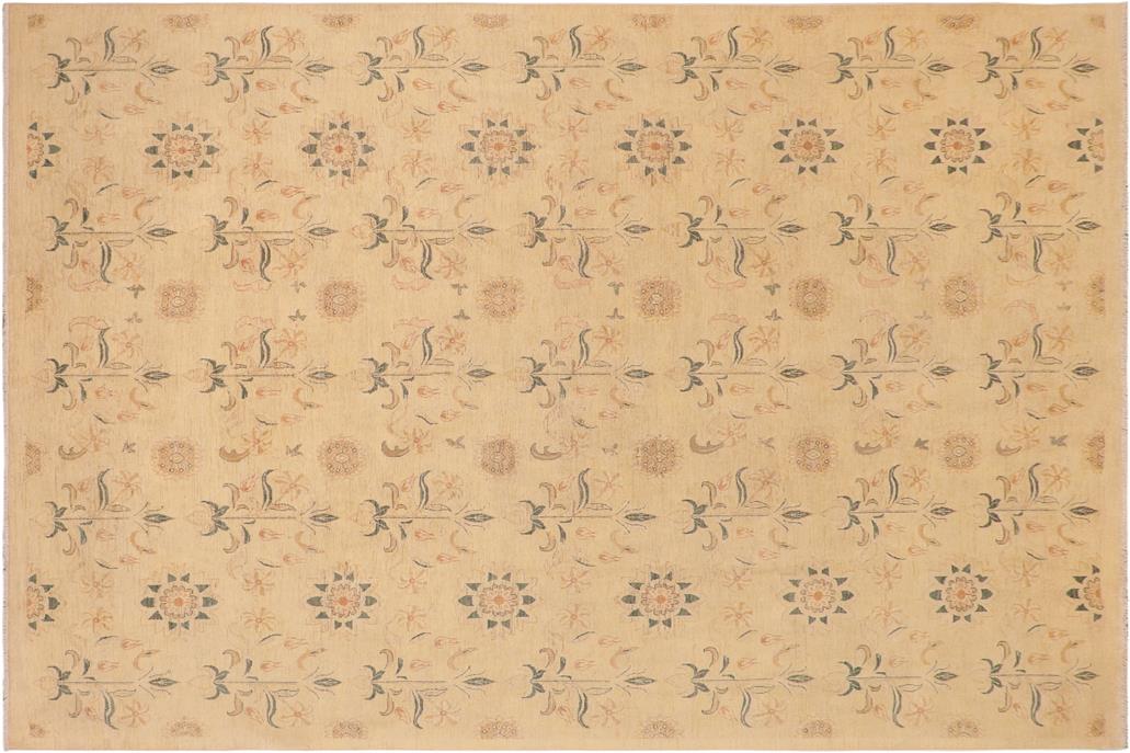 handmade Transitional Kafkaz Chobi Ziegler Beige Rust Hand Knotted RECTANGLE 100% WOOL area rug 10 x 13