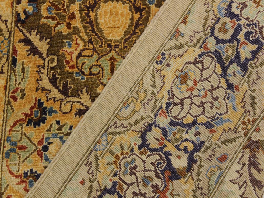 handmade Transitional Veg Dye Gold Blue Hand Knotted RUNNER 100% WOOL area rug 3x10