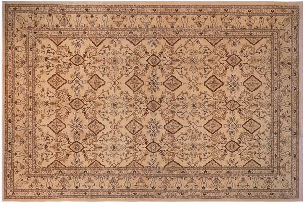 handmade Transitional Kafkaz Chobi Ziegler Ivory Ivory Hand Knotted RECTANGLE 100% WOOL area rug 12 x 19