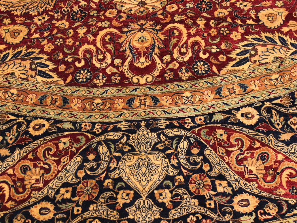 handmade Traditional Kashan Red Blue Hand Knotted ROUND 100% WOOL area rug 12x12