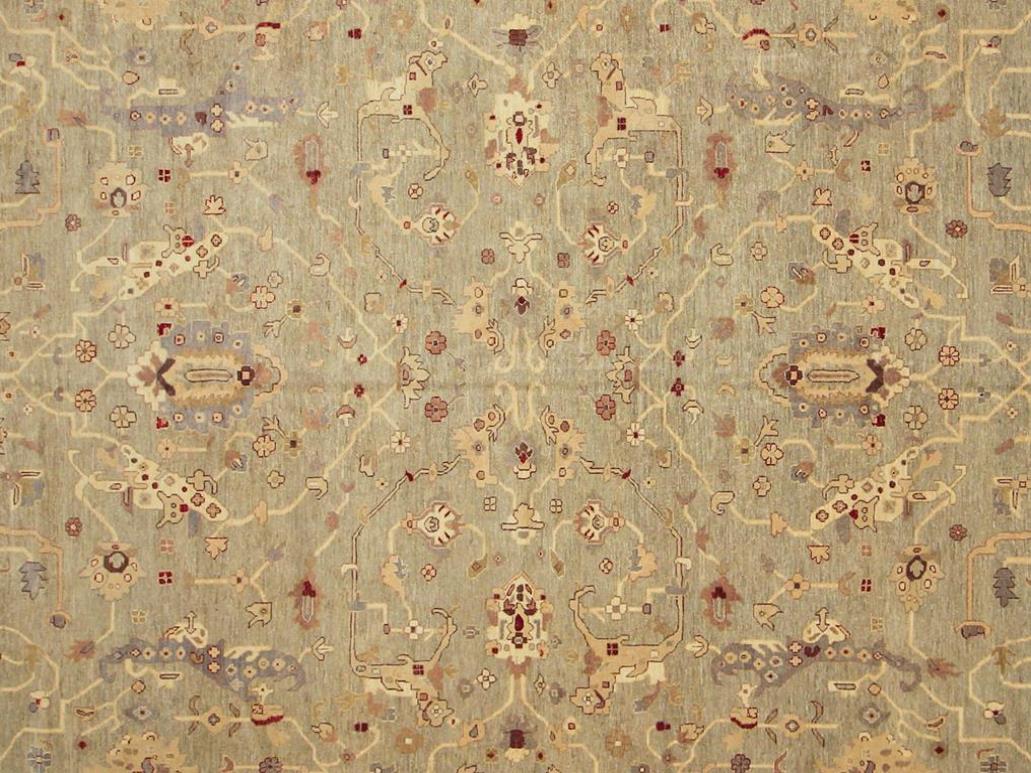 handmade Traditional Kafkaz Lt. Green Ivory Hand Knotted RECTANGLE 100% WOOL area rug 13x18