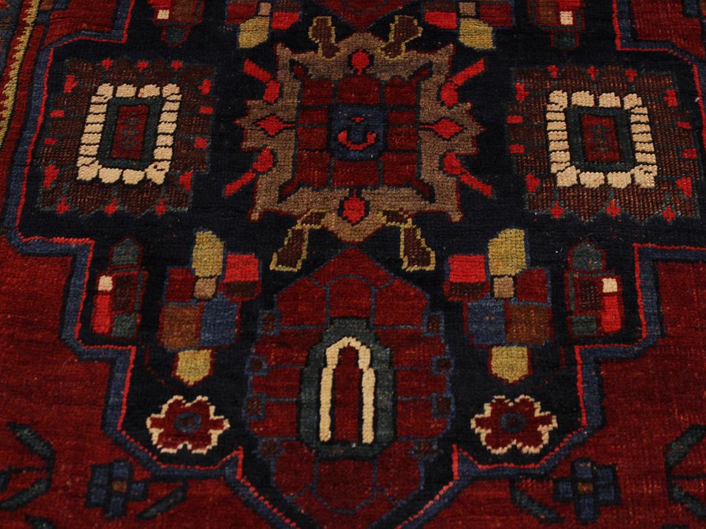 handmade Geometric Kafkaz Red Blue Hand Knotted RECTANGLE 100% WOOL area rug 5x7