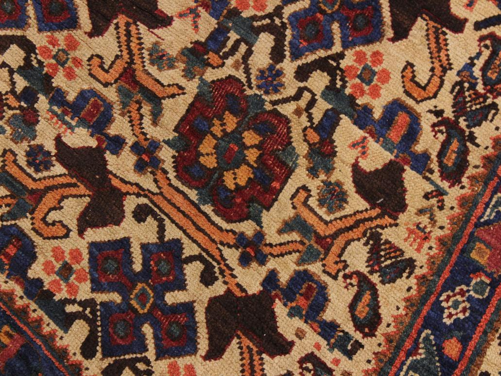 handmade Geometric  Ivory Blue Hand Knotted RECTANGLE 100% WOOL area rug 4x6