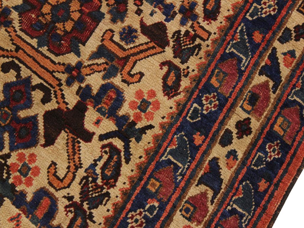 handmade Geometric  Ivory Blue Hand Knotted RECTANGLE 100% WOOL area rug 4x6