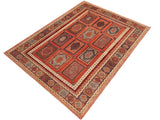 handmade Geometric Berjusta Rust Blue Hand Knotted RECTANGLE 100% WOOL area rug 5x7
