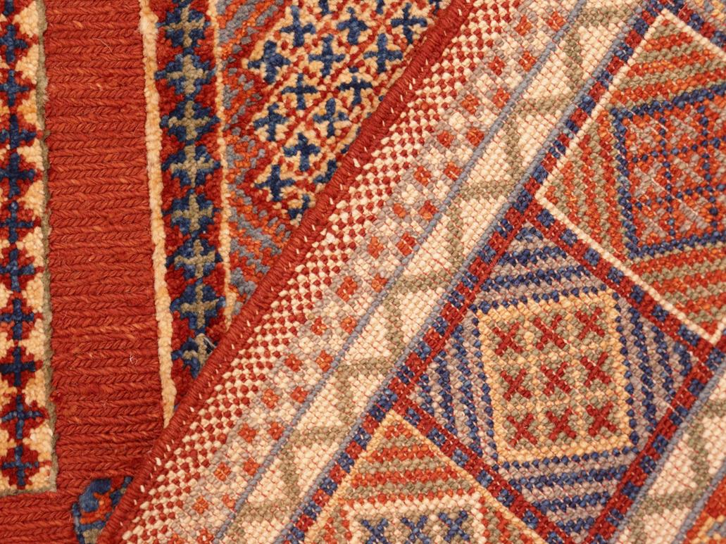 handmade Geometric Berjusta Rust Blue Hand Knotted RECTANGLE 100% WOOL area rug 5x7
