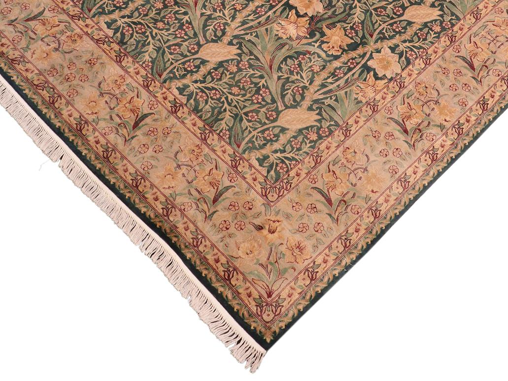 handmade Traditional Dafodils Green Gray Hand Knotted RECTANGLE 100% WOOL area rug 8x10