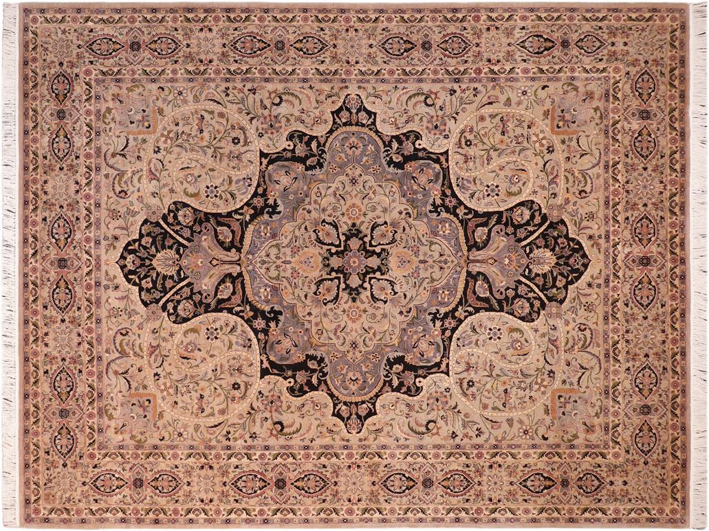 handmade Transitional Chugtai Black Gray Hand Knotted RECTANGLE 100% WOOL area rug 8x10