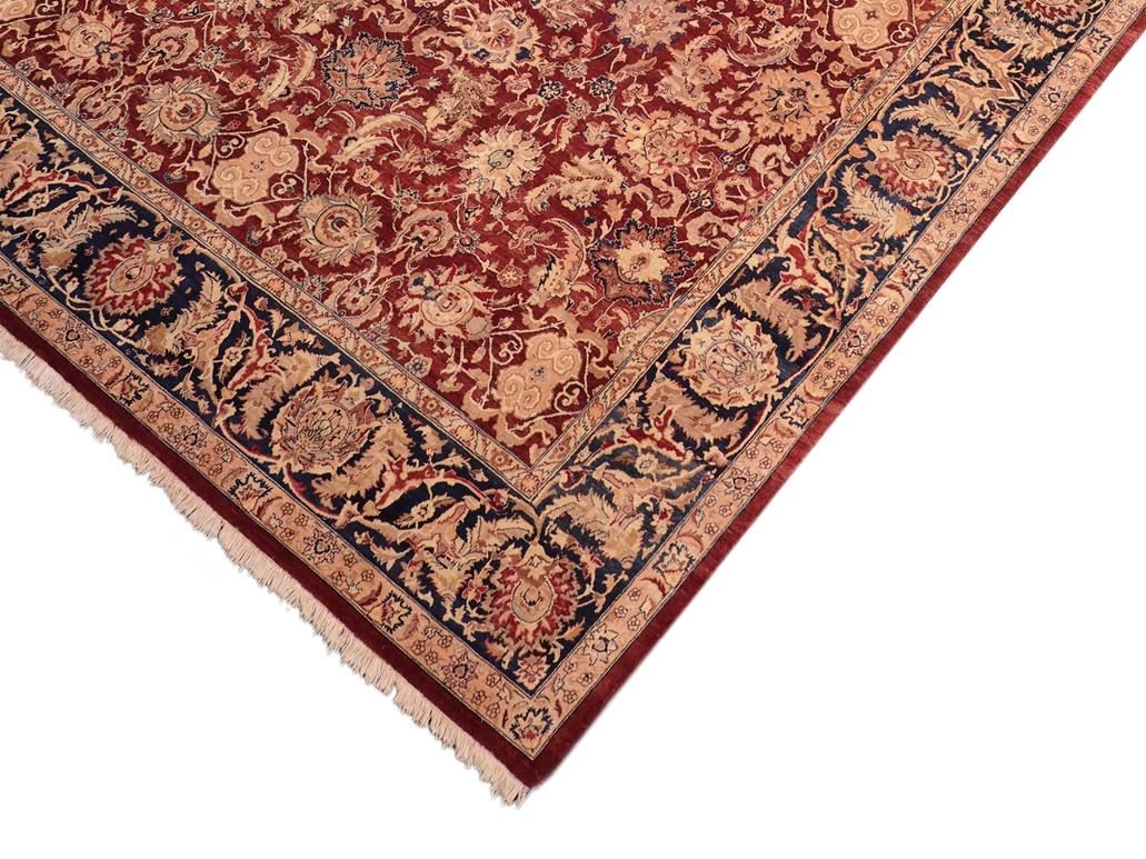 handmade Traditional Agra Drk. Red Blue Hand Knotted RECTANGLE 100% WOOL area rug 8x10