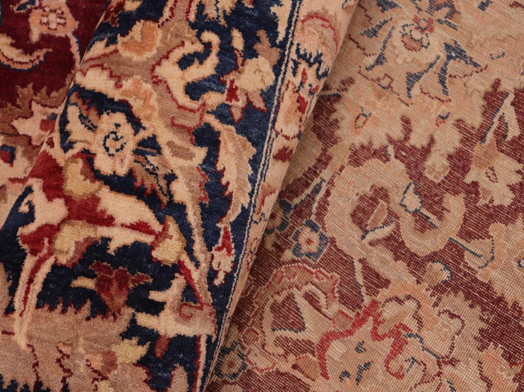 handmade Traditional Agra Drk. Red Blue Hand Knotted RECTANGLE 100% WOOL area rug 8x10