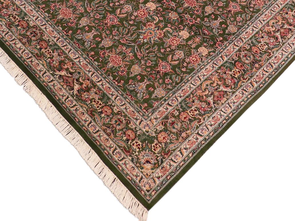 handmade Traditional Rachna Green Beige Hand Knotted RECTANGLE 100% WOOL area rug 8x10