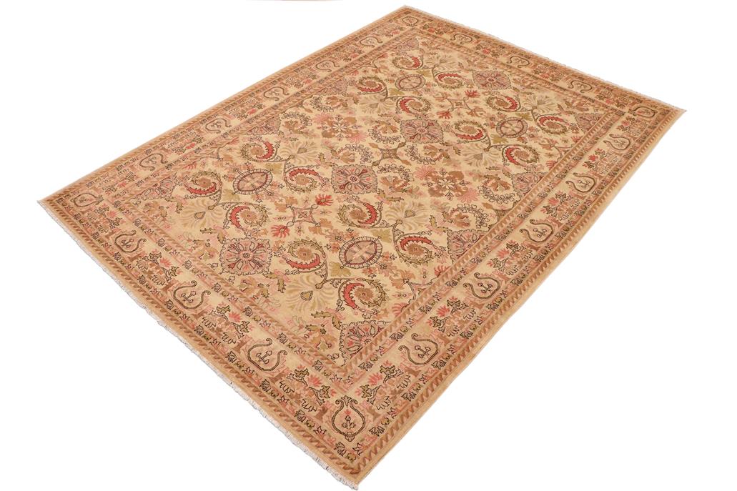 handmade Transitional Kafkaz Chobi Ziegler Beige Pink Hand Knotted RECTANGLE 100% WOOL area rug 9 x 13